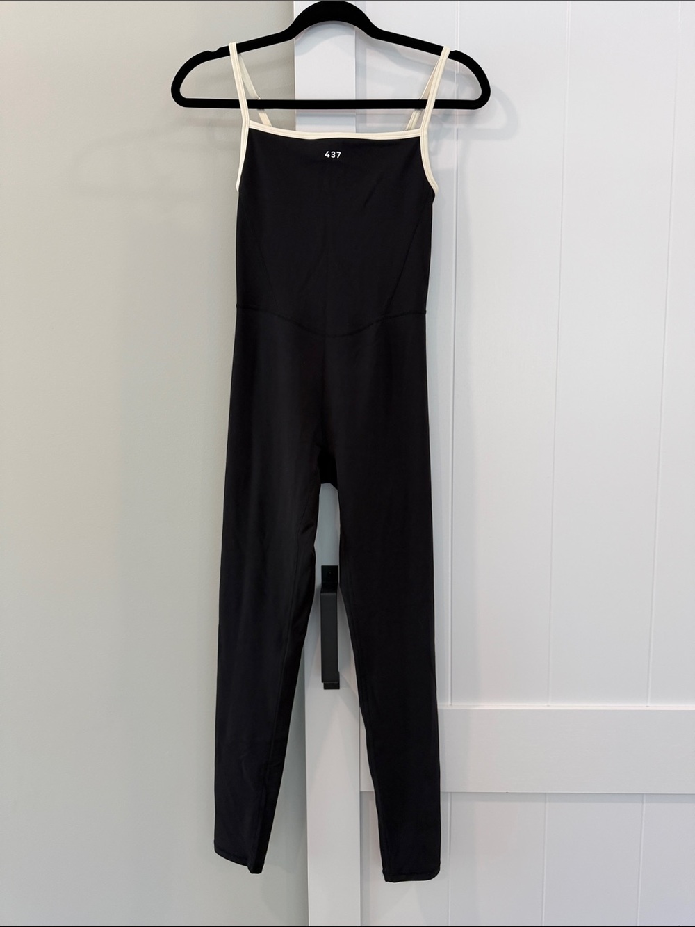 REVOLVE Black Jumpsuit with Cream Straps